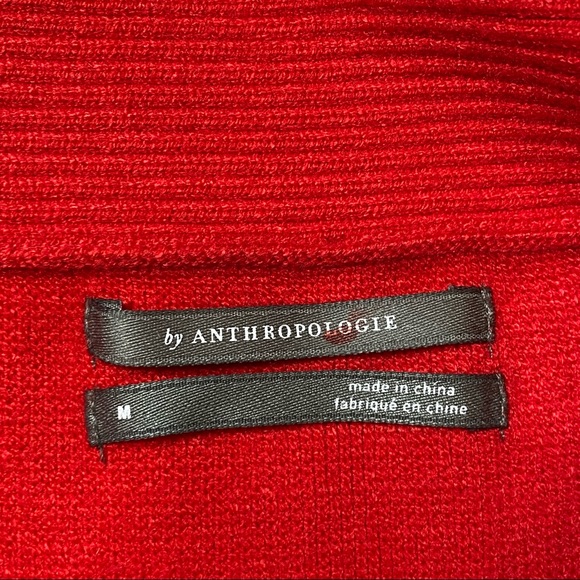 Anthropologie Elise Ribbed Off the Shoulder Tunic Sweater Red Sz M - Picture 9 of 16